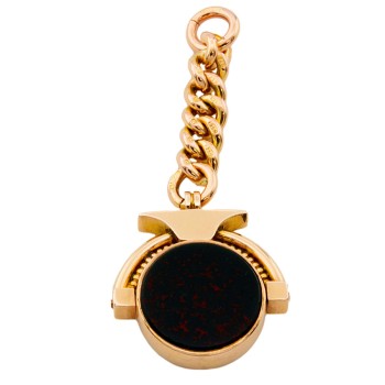 9ct gold Vintage Bloodstone Sardonyx Fob Pendant